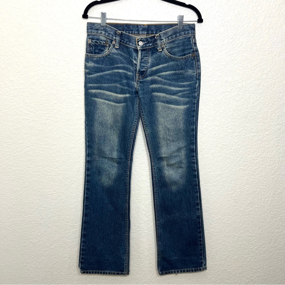 Levi’s 538 Low Rise Straight Blue Whisker Washed Faded Size 28 x 32 Men’s